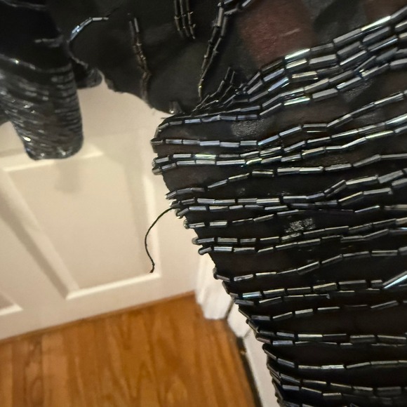 J. Luxmi New York Size L Beaded Sheer Blouse Tank Top Set Black Party Holiday‎ - Picture 4 of 13